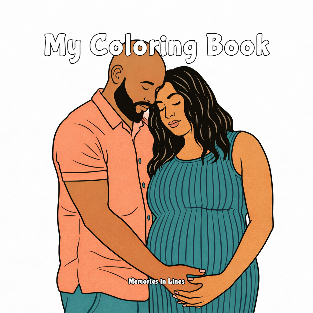 Example of a personalized coloring book cover with a title and custom image